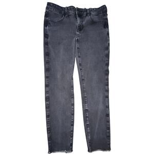 American Eagle Jegging Jeans 12 Gray Denim Stretch Cotton Raw Hem High Rise